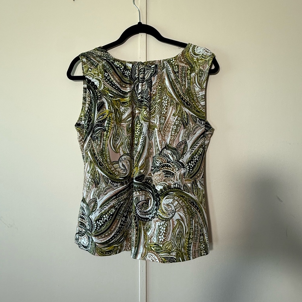 Calvin Klein Green and White Paisley Blouse
